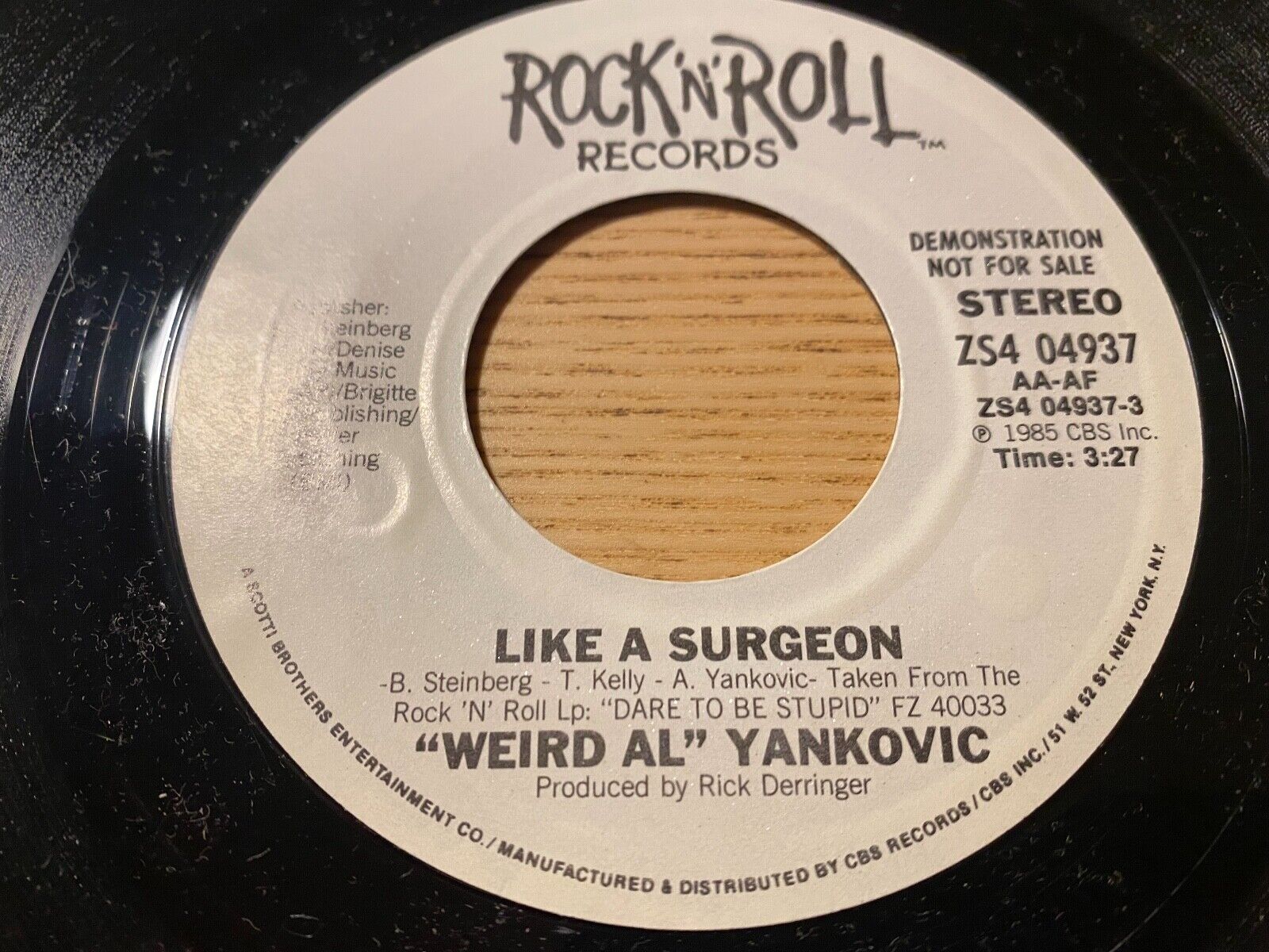 "WEIRD AL" YANKOVIC "LIKE A SURGEON" 1985 ROCK´N´ ROLL RECORDS USA PROMOTION 7"