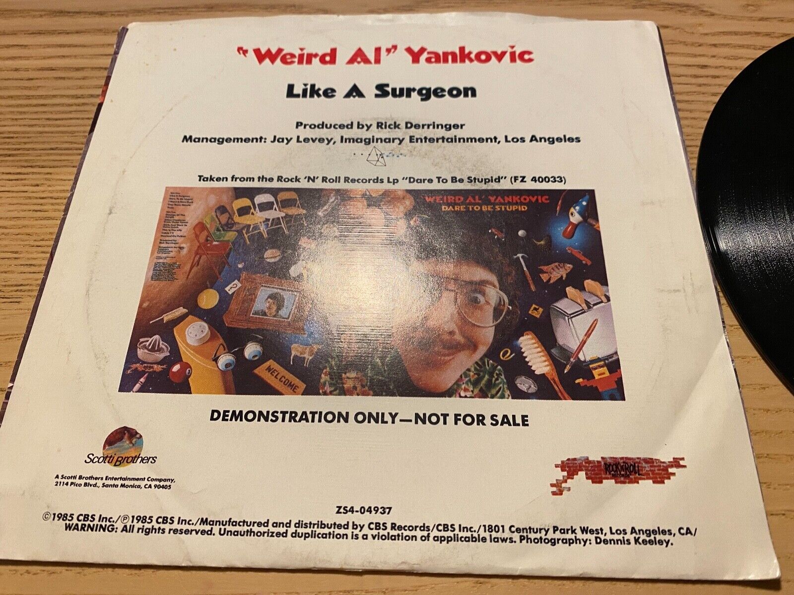 "WEIRD AL" YANKOVIC "LIKE A SURGEON" 1985 ROCK´N´ ROLL RECORDS USA PROMOTION 7"