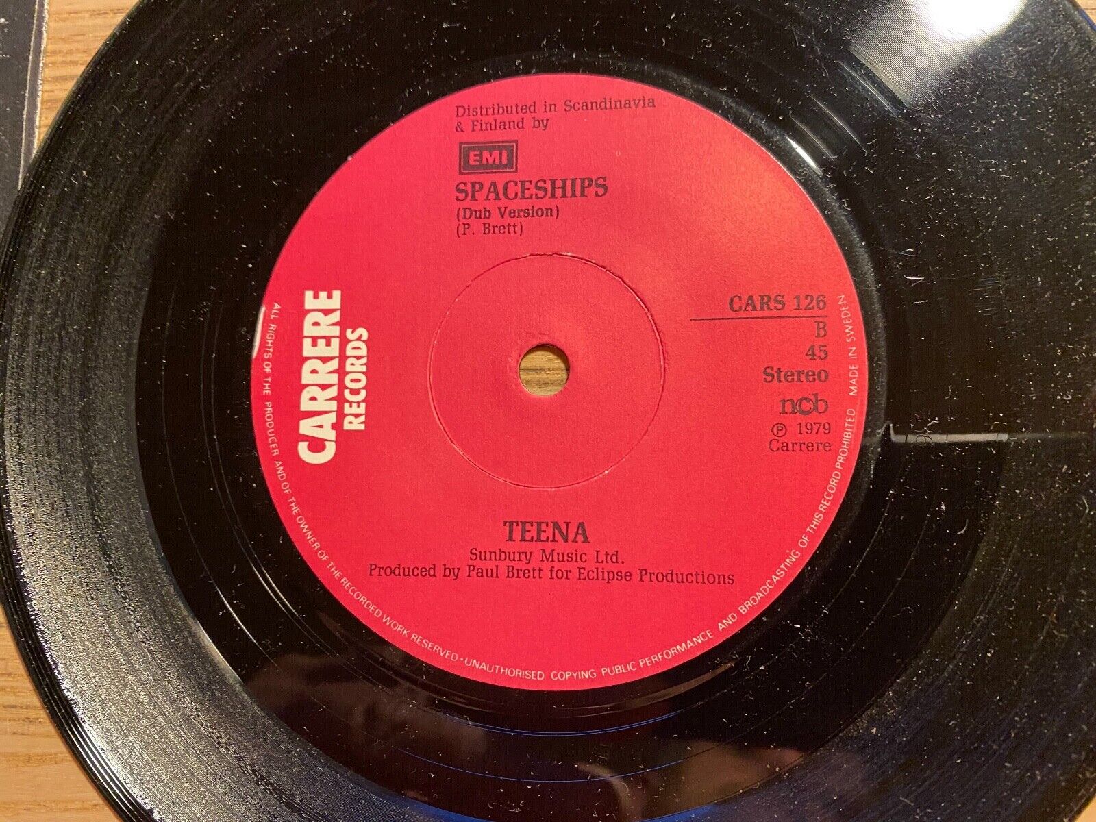 TEENA "SPACESHIPS" 1979 SWEDISH PRESSED 7" VINYL SINGLE CARRERE RECORDS NCB RARE