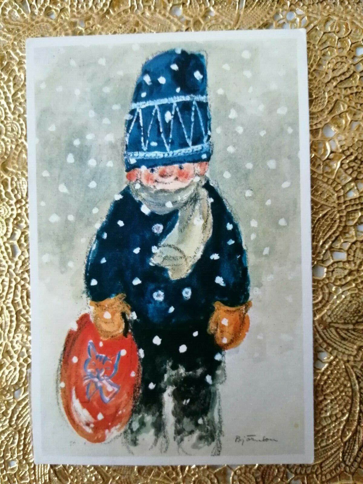 Vintage and collectible Danish Christmas cardPosted in 1965  ( No 6 a )