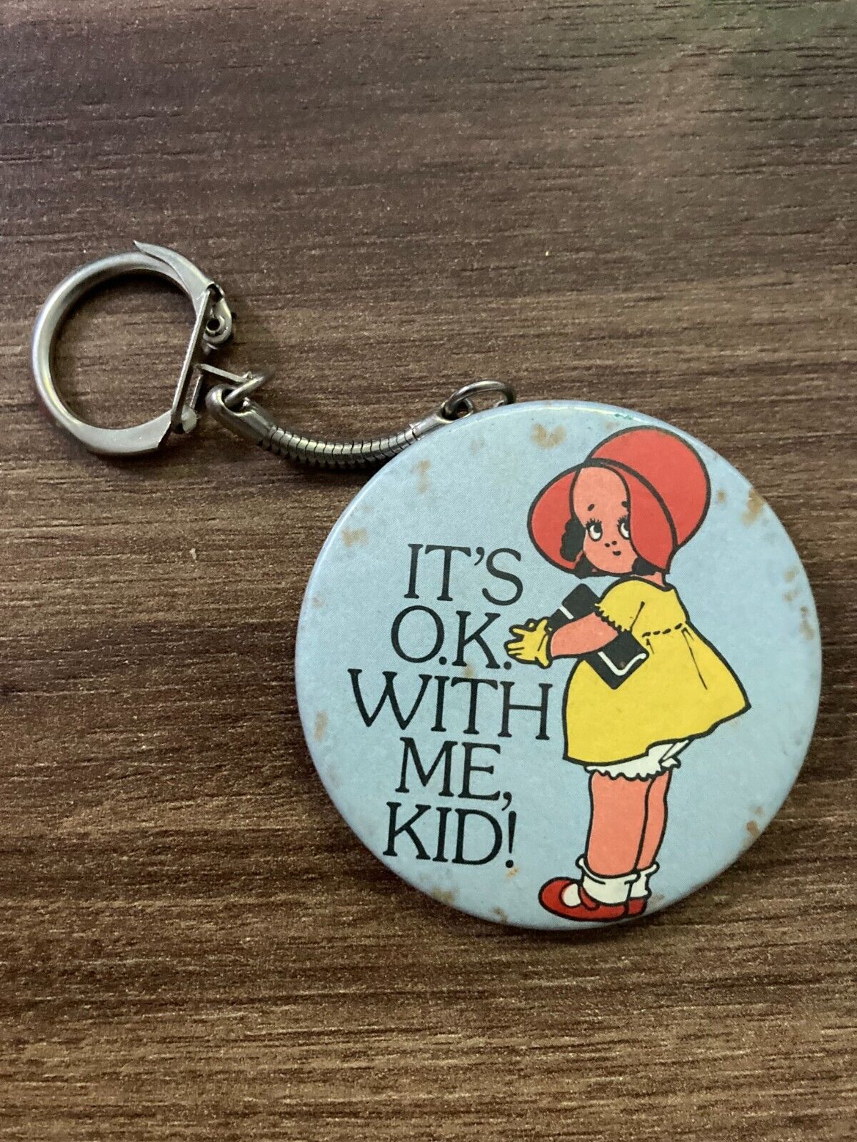 Vintage Bamforth Company It's OK With Me Kid Keychain - Retro Humor Collectible