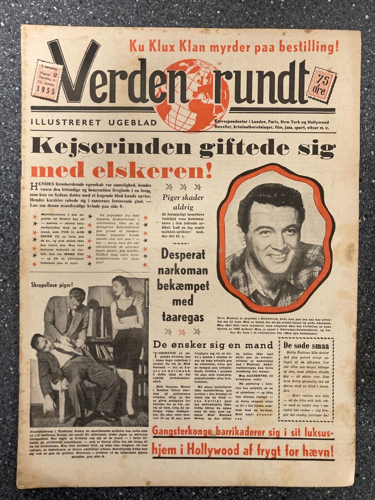 Rock Hudson Rita Moreno Danish Magazine 1955 "Verden Rundt"