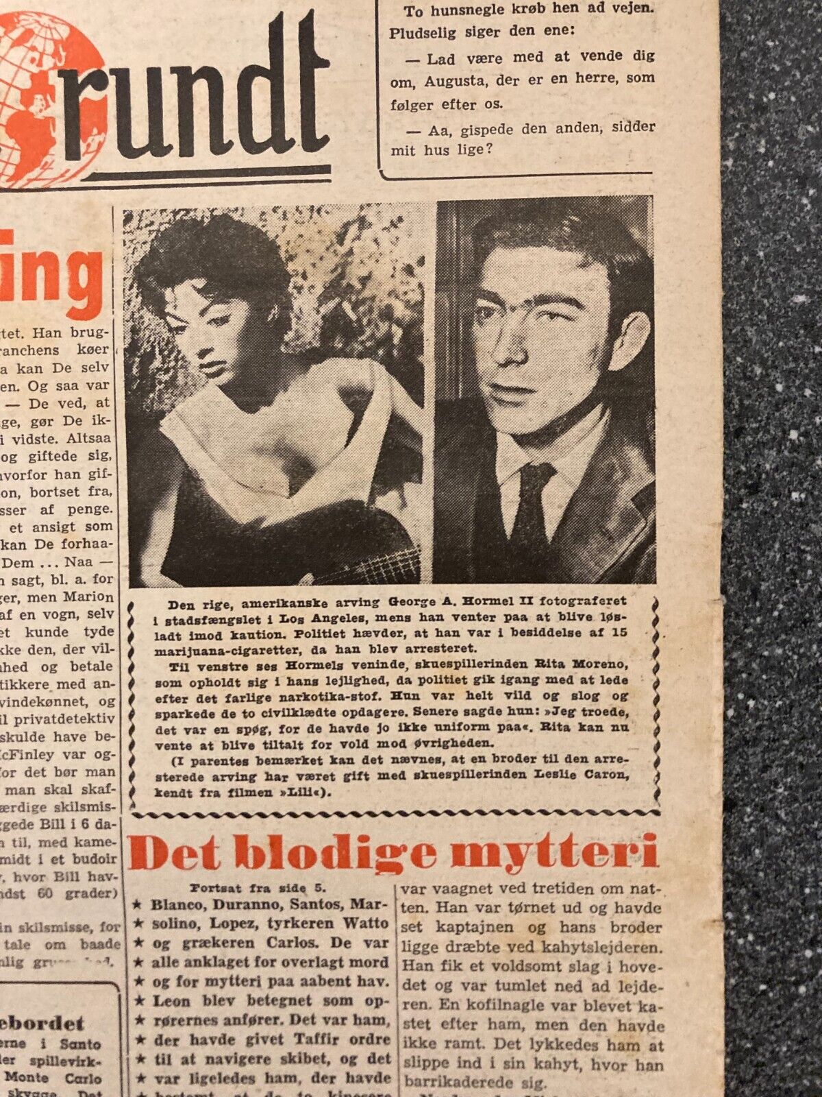 Rock Hudson Rita Moreno Danish Magazine 1955 "Verden Rundt"