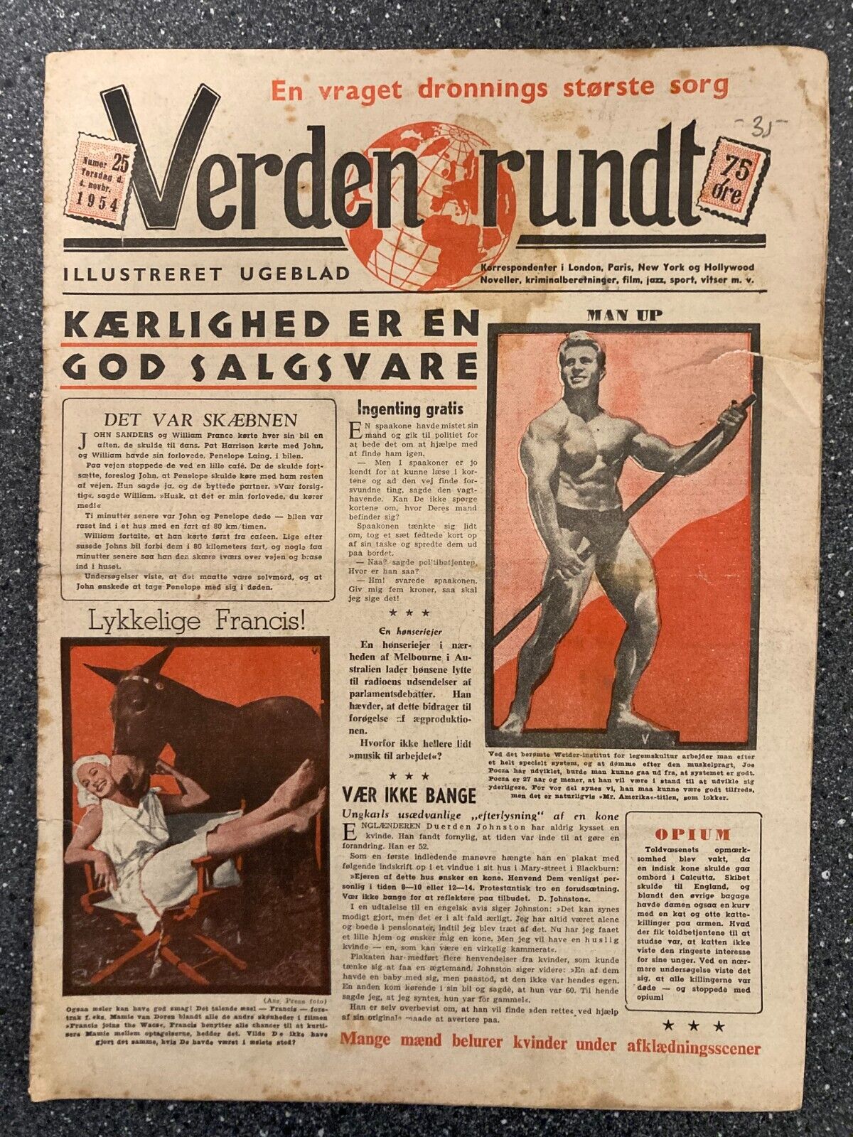 Mamie van Doren Joe Pocza Mr America Danish Magazine 1954 "Verden Rundt"