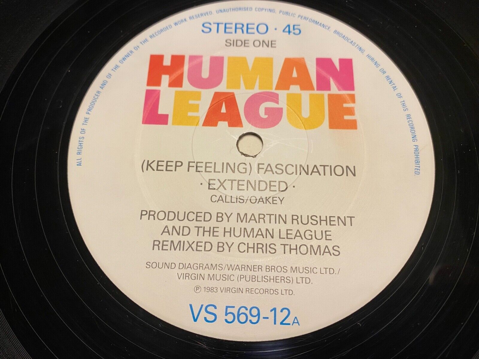 THE HUMAN LEAGUE "FASCINATION" 12" EXTENDED REMIX VIRGIN RECORDS UK 12" 1983**