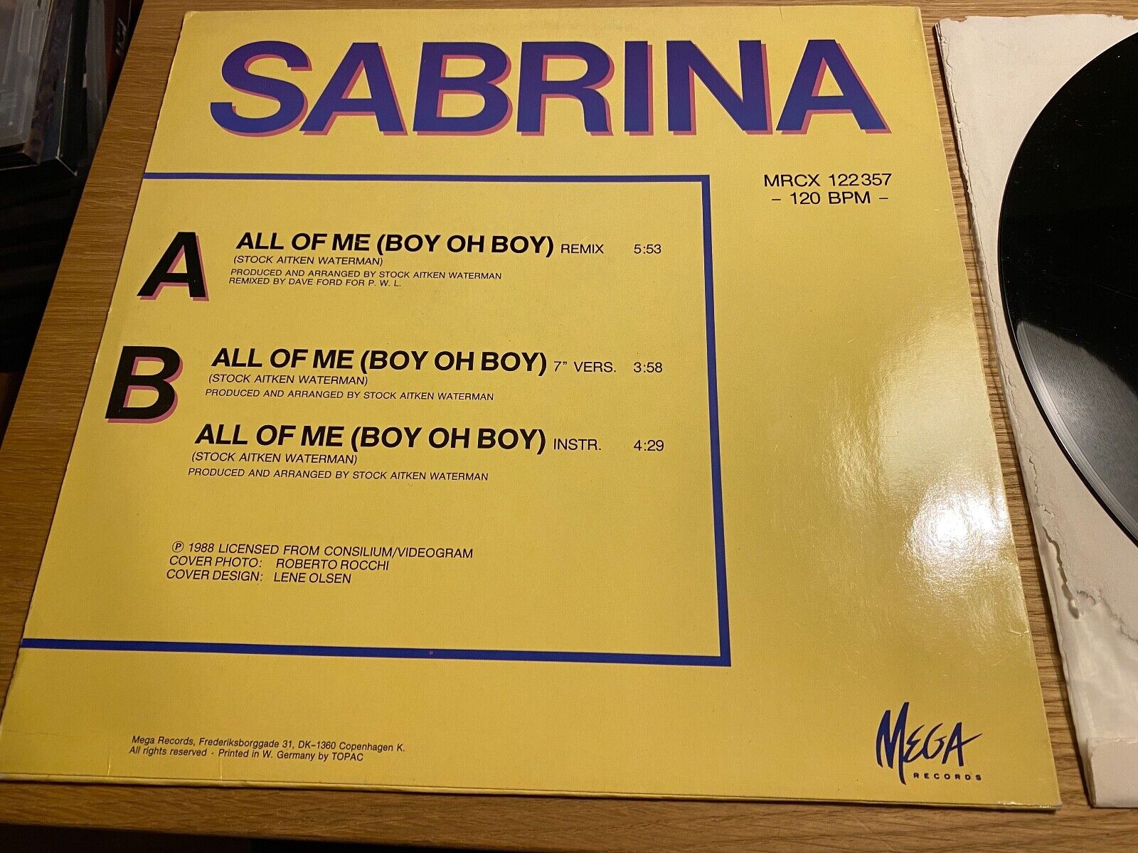 SABRINA "ALL OF ME" PWL REMIX 1988 MEGA RECORDS 12" MAXI 45 RPM DANISH PRESS NCB