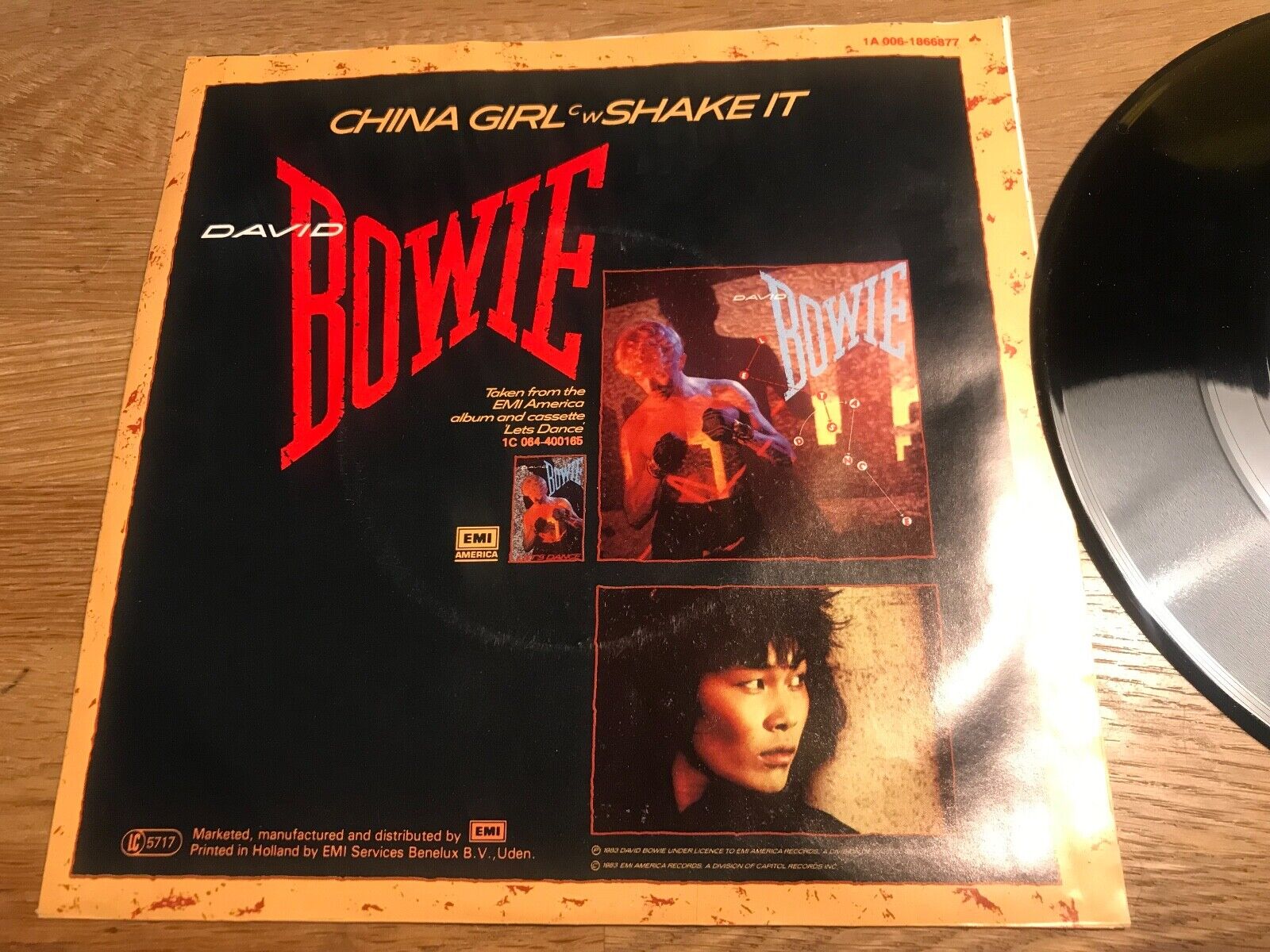 DAVID BOWIE "CHINA GIRL/SHAKE IT" 7 INCH SINGLE 1983 EMI AMERICA RECORDS DUTCH**