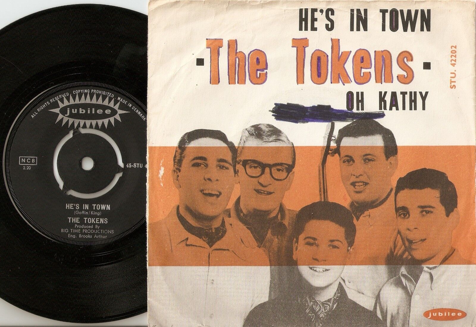 THE TOKENS HE`S IN TOWN  OH KATHY DANISH 45+PS 1964 BEAT SOUL SURF