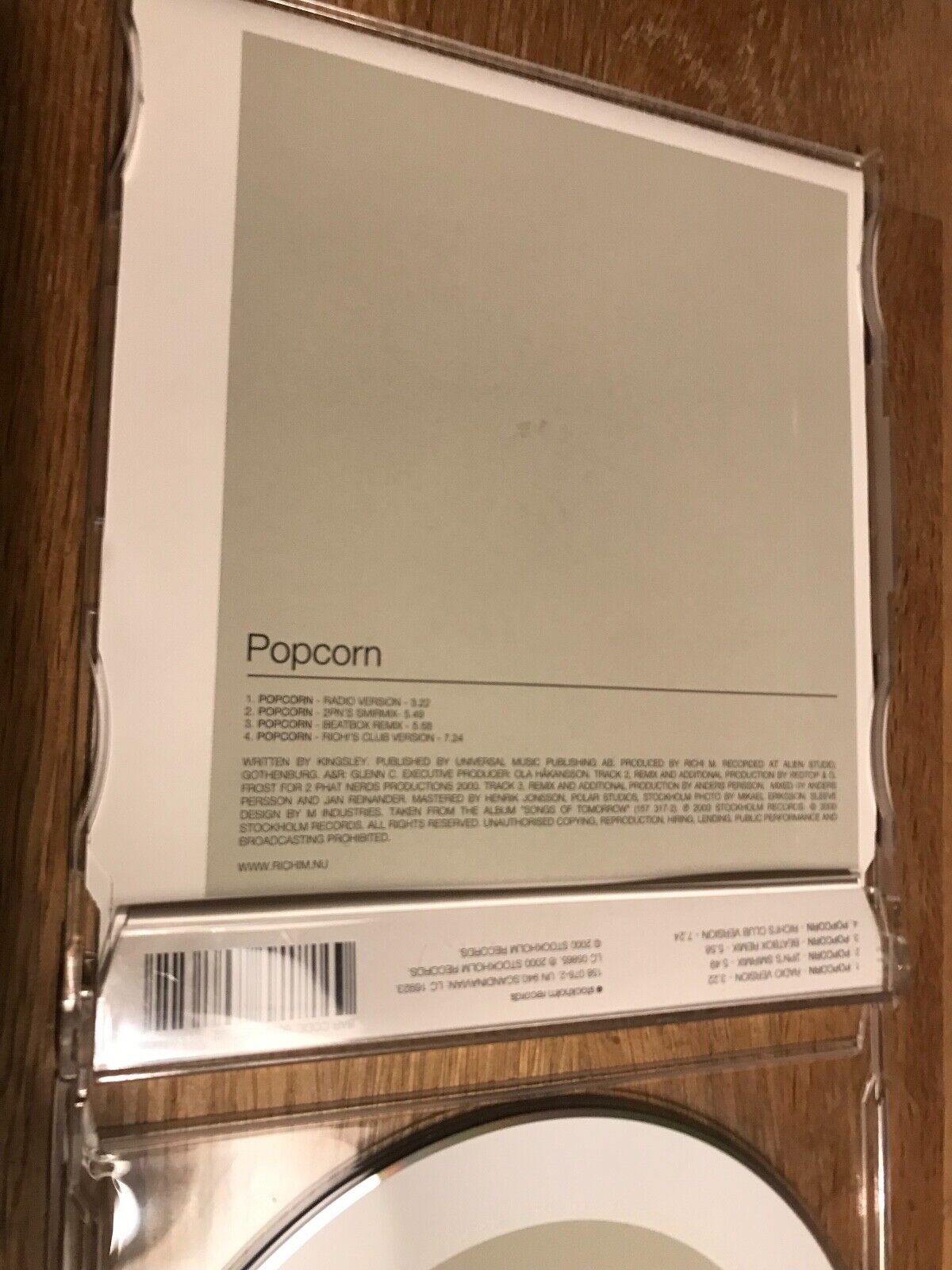 RICHI M "POPCORN" 2000 STOCKHOLM RECORDS NCB CD SINGLE 4 REMIXES LIKE NEW CD RAR