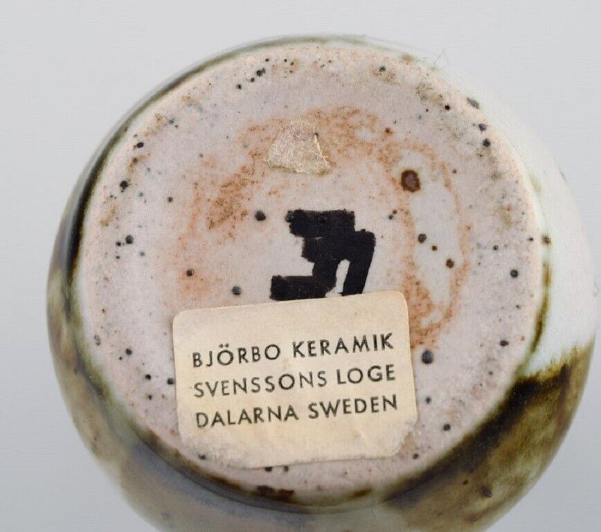 Swedish ceramicist Unique vase in glazed stoneware 1980s