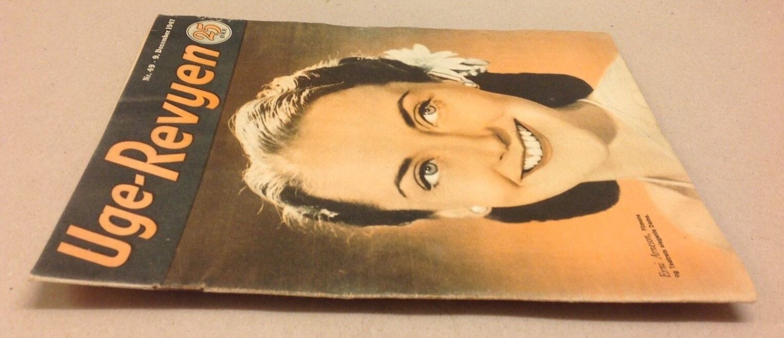 Erni Arneson On Front Cover Original Vintage Danish Magazine 1947 "Uge-Revyen"