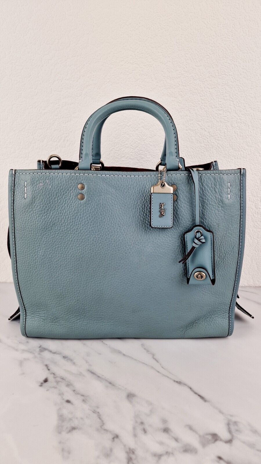 Coach 1941 Rogue 31 Steel Blue 38124 Pebbled Leather Handbag Bag