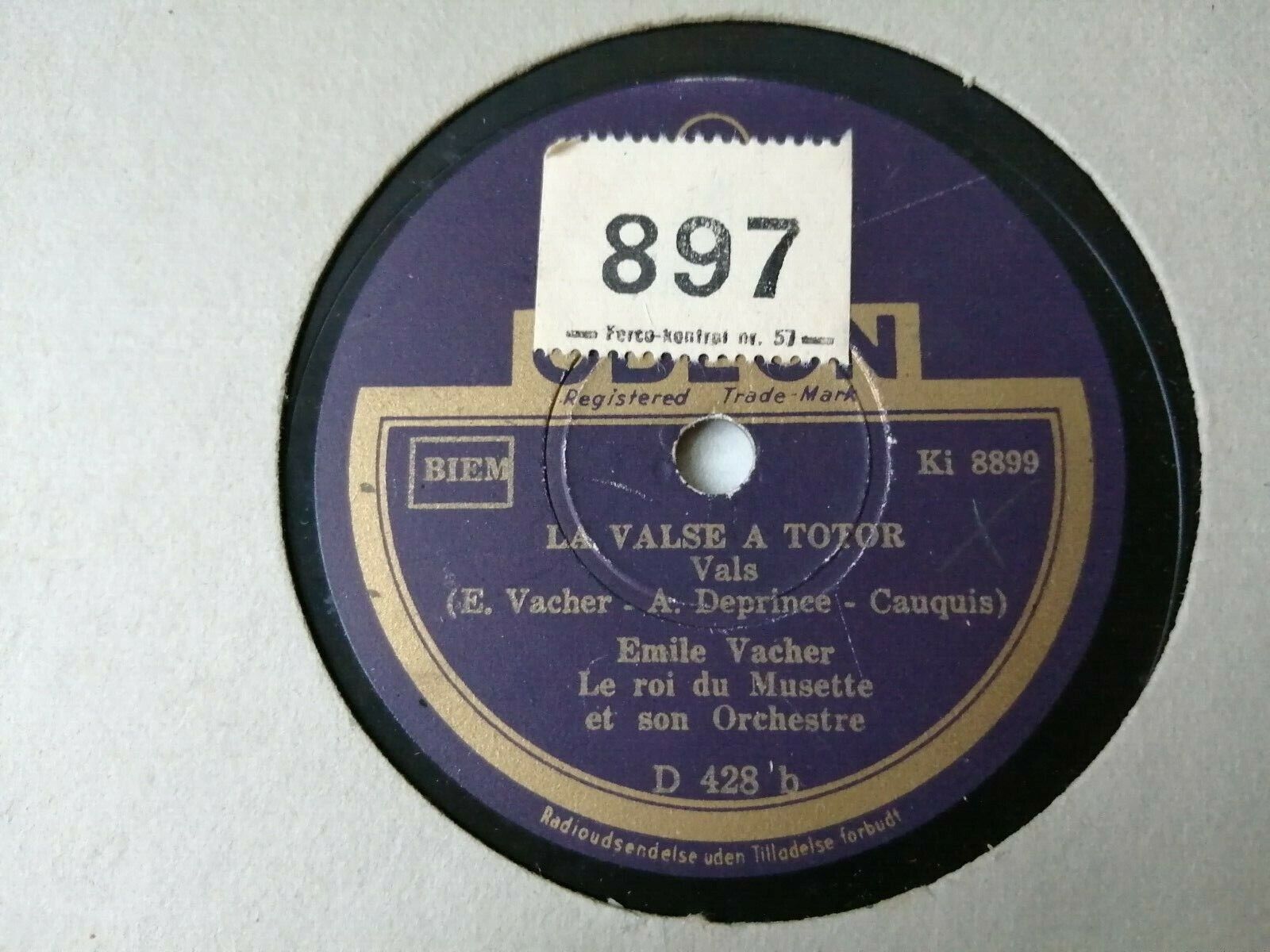 78 rpm shellacEMILE VACHERLe roi du MusetteBobby/La Valse A TotorOdeon