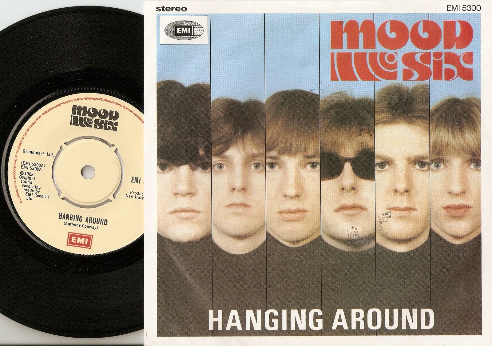 MOOD SIX HANGING AROUND  MOOD MUSIC 45+PS 1982 MOD REVIVAL JAM SPLASH OF COLOUR