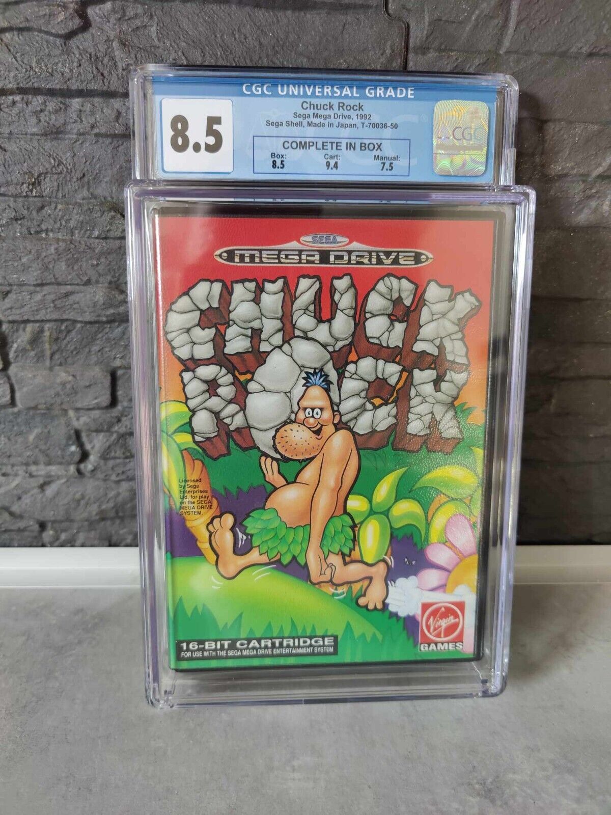 Chuck Rock - SEGA Megadrive Mega Drive - cgc 85 graded - not wata ukg pixel vga