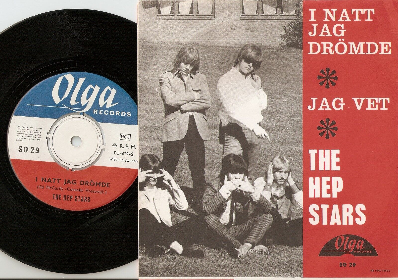 THE HEP STARS I NATT JAG DRÖMDE  JEG VET SWEDISH 45+PS 1966 ABBA MOD BEAT PSYCH