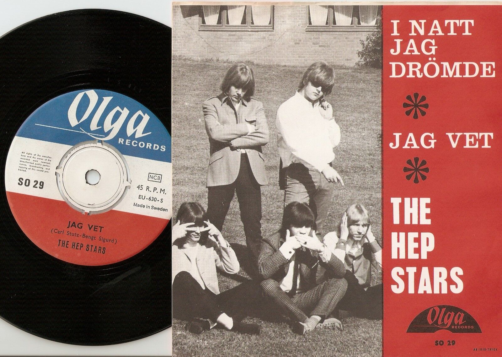 THE HEP STARS I NATT JAG DRÖMDE  JEG VET SWEDISH 45+PS 1966 ABBA MOD BEAT PSYCH