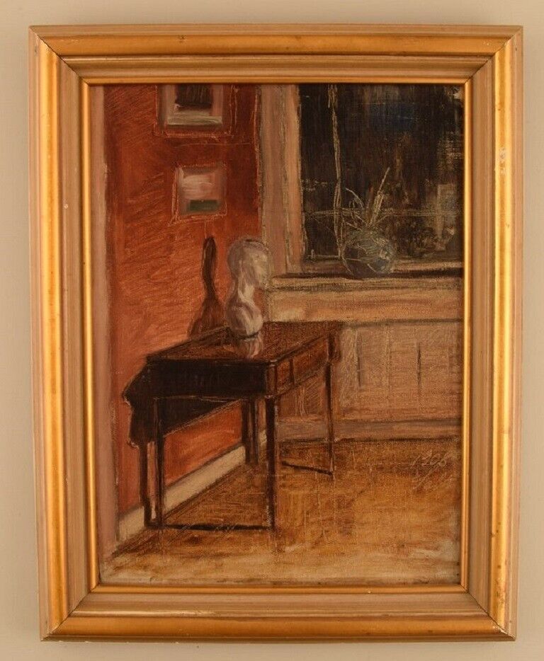 Axel Salto (1889-1961) Oil on board Living room interior Dated 1908