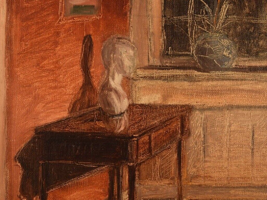 Axel Salto (1889-1961) Oil on board Living room interior Dated 1908