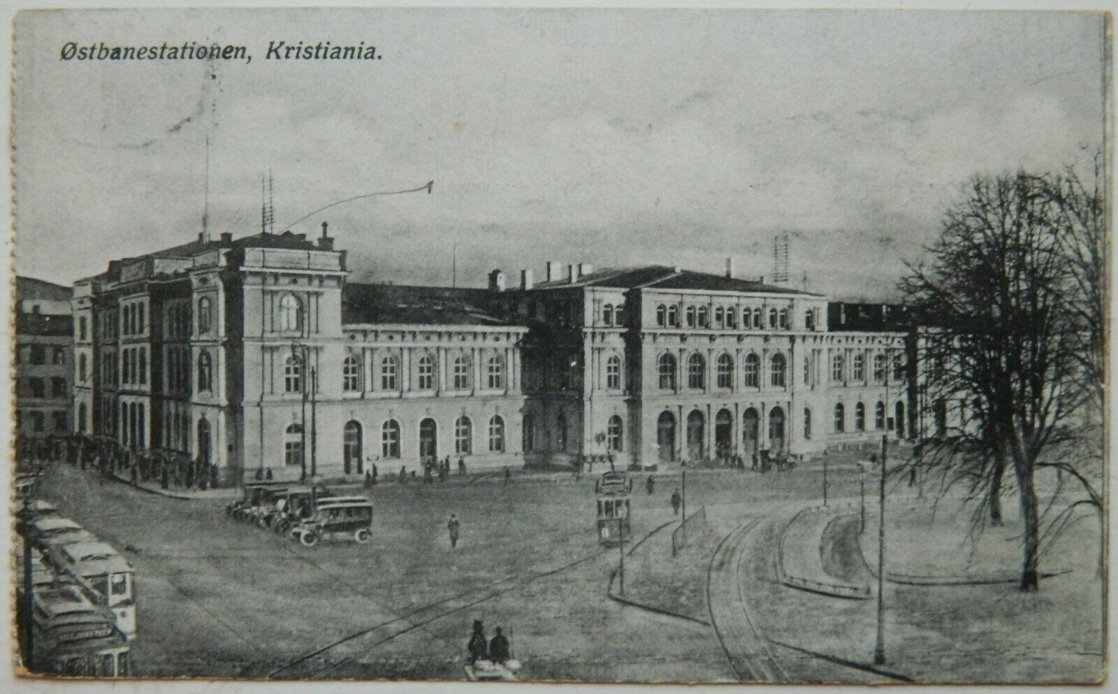 Vintage postcard: Østbanestationen Kristiania Norway Mailed 1919  pok1137