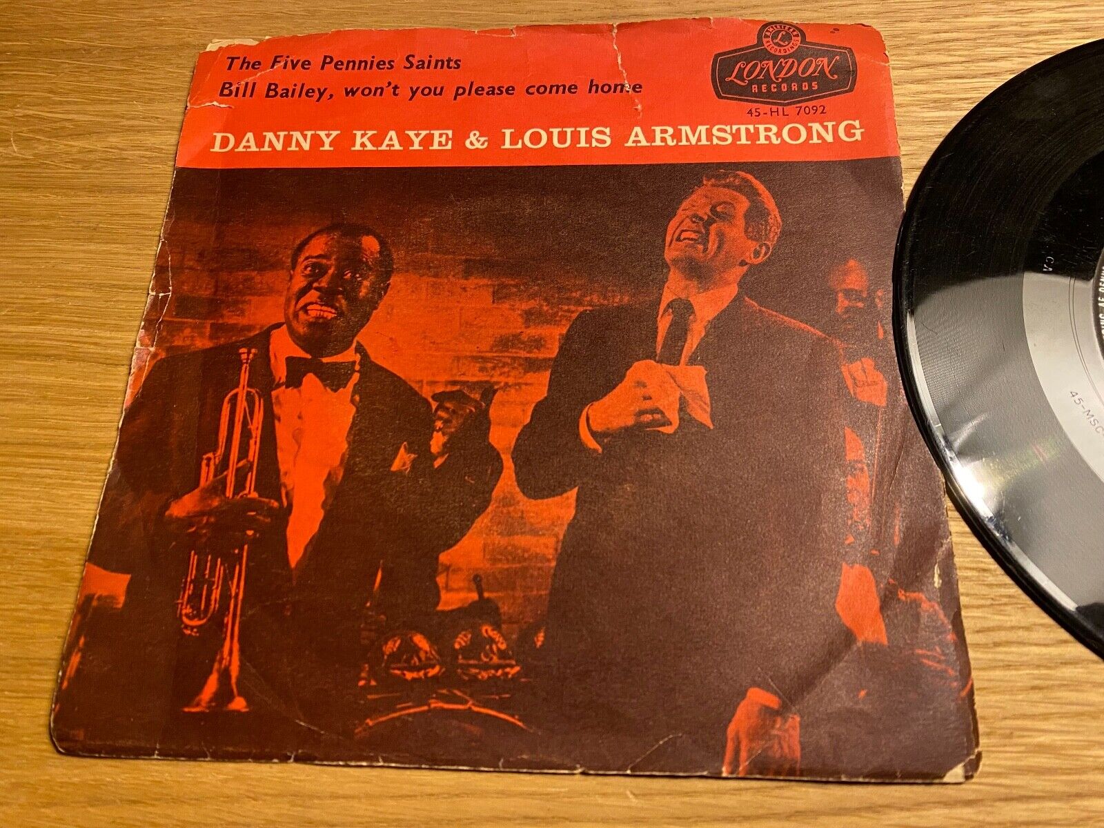 DANNY KAYE  LOUIS ARMSTRONG "THE FIVE PENNIES SAINTS" NCB DANISH PRESSED SINGLE