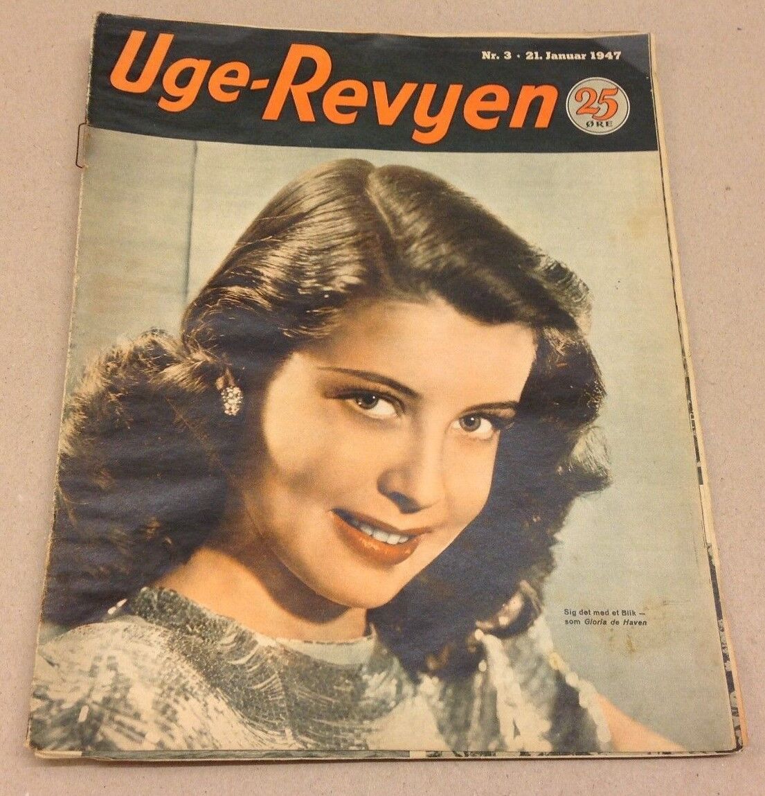 Gloria de Haven Front Cover Original Vintage Danish Magazine 1947 "Uge-Revyen"