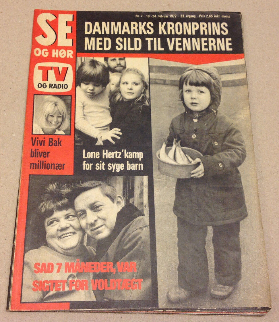 PRINCE FREDERIK OF DENMARK LONE HERTZ A FRONT COVER VINTAGE Danish Magazine 1972