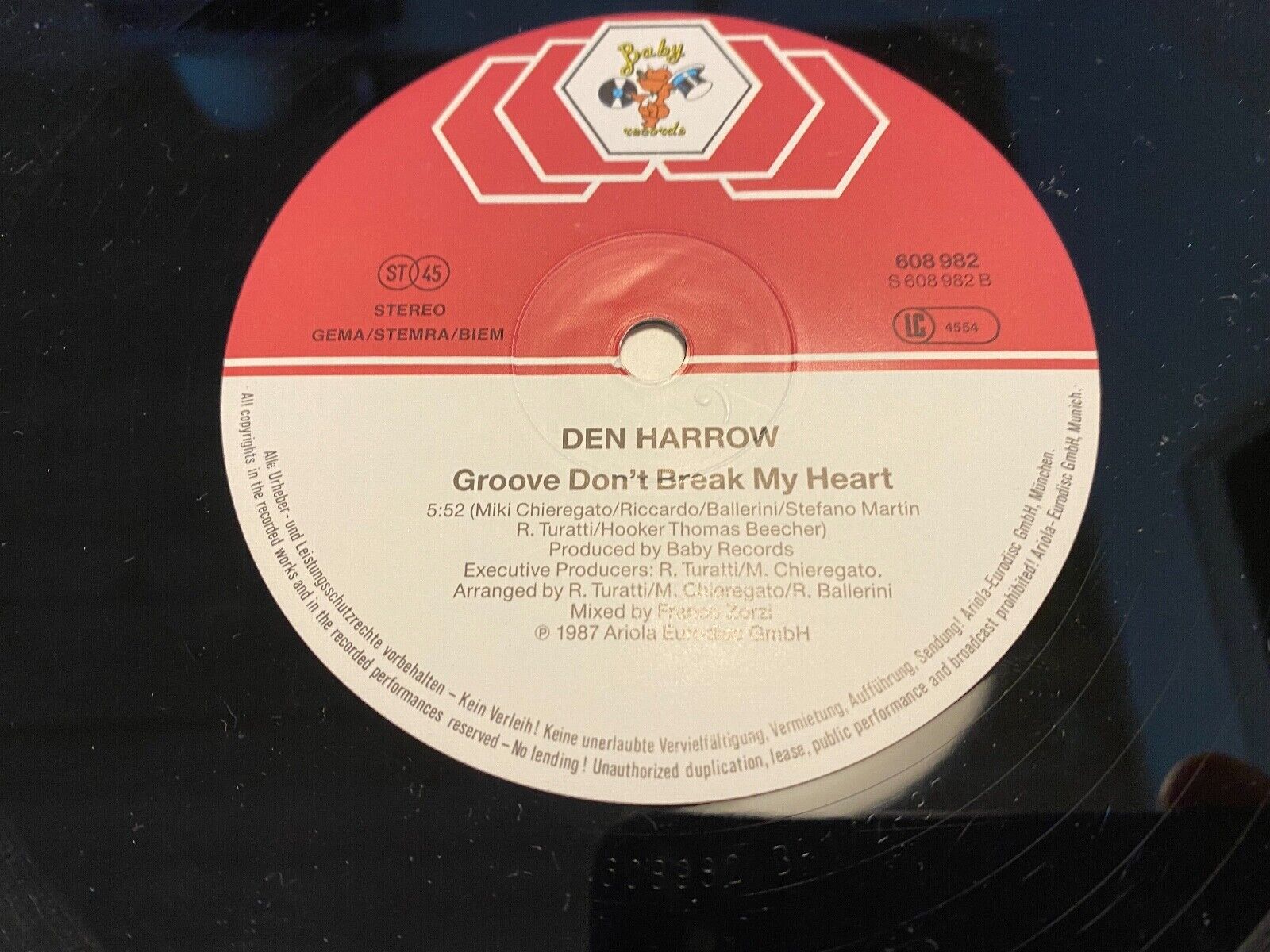 DEN HARROW "DON´T BREAK MY HEA MIX 1987 VINYL MAXI SINGLE 12" VINYL BABY RECORDS