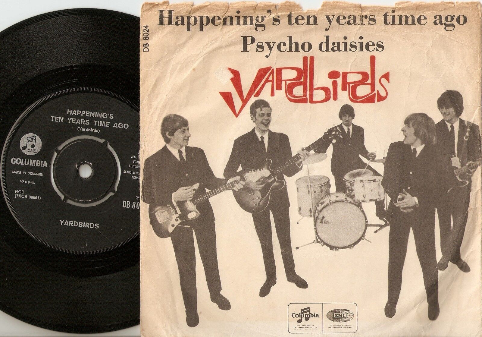 THE YARDBIRDS HAPPENINGS TEN YEARS TIME AGO DANISH 45+PS 1966 MOD FREAKBEAT HEAR