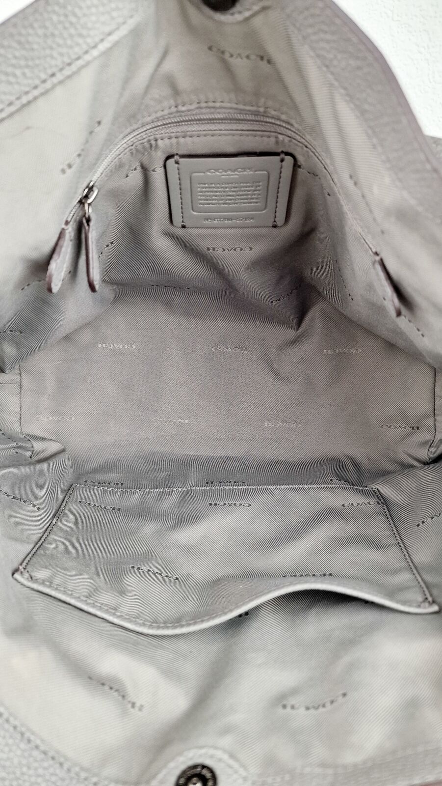 Coach Edie Shoulder Bag 28 Grey Pebble Leather Handbag Coach 57124