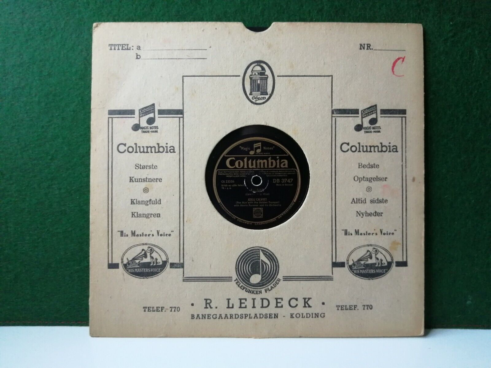 78 rpmEDDIE CALVERT (Trompet) Zambezi/Trumpet Tango Columbia DB 3747