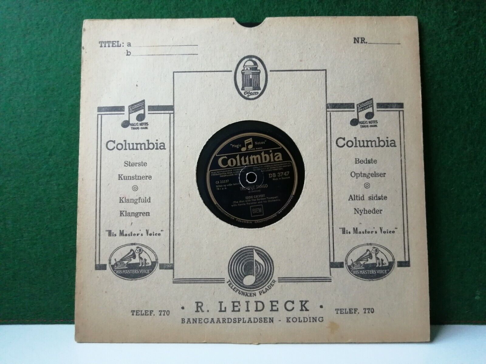 78 rpmEDDIE CALVERT (Trompet) Zambezi/Trumpet Tango Columbia DB 3747