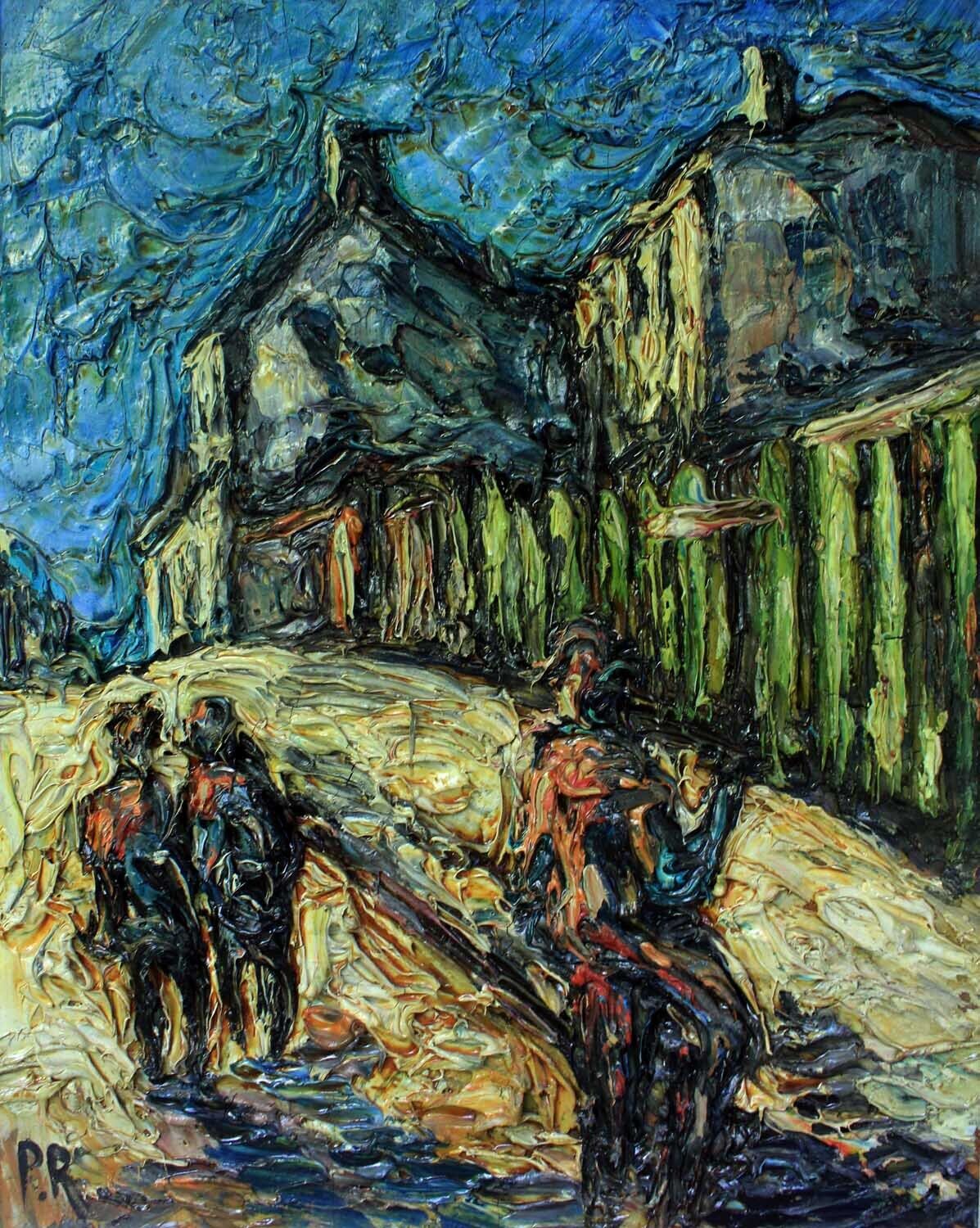 Preben Rasmussen Paris street at Montmartre with people Rue Norvin