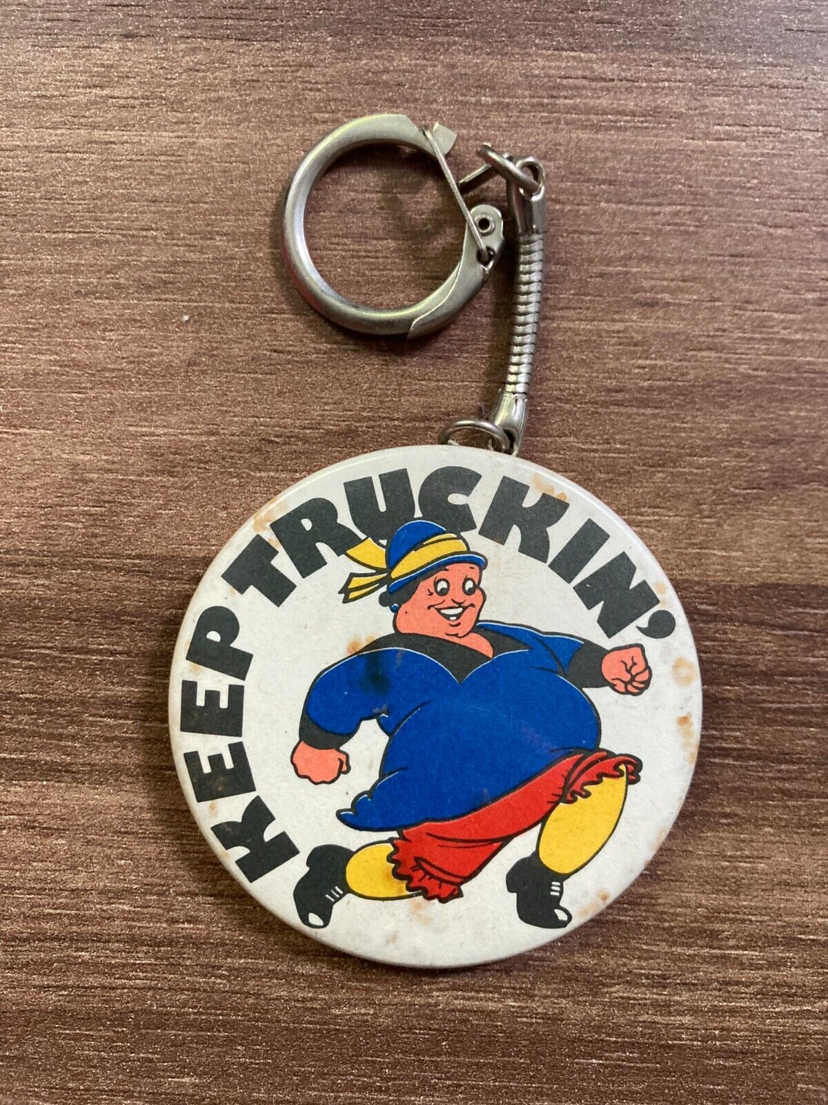 Vintage Keep Truckin' Keychain Ring Bamforth Co Retro Cartoon Collectible