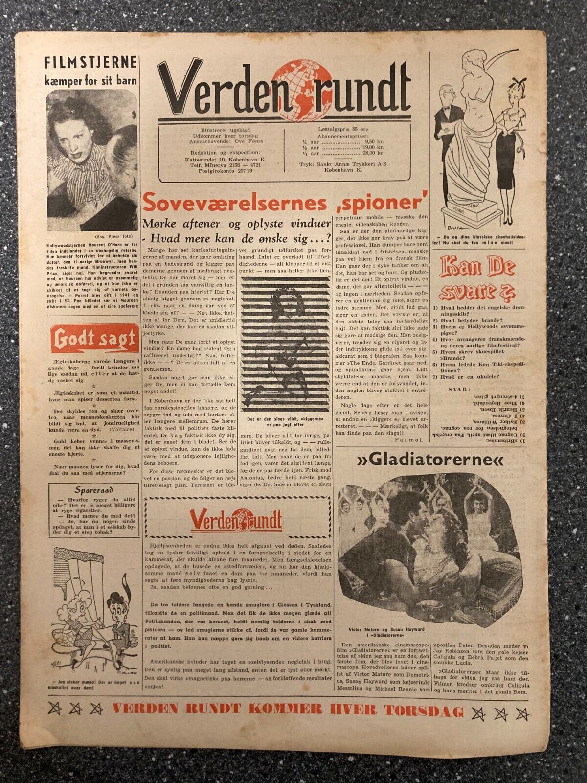 Violet Pretty Susan Hayward Victor Mature Danish Magazine 1955 "Verden Rundt"