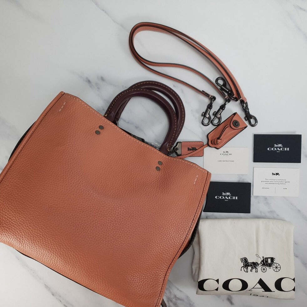 Coach Rogue 31 Bag Melon Burgundy Colorblock Suede 1941 Salmon Orange Pink 38124