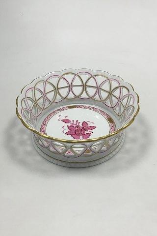 Herend Hungary Apponyi Purple Bread / Fruit Basket No 7404