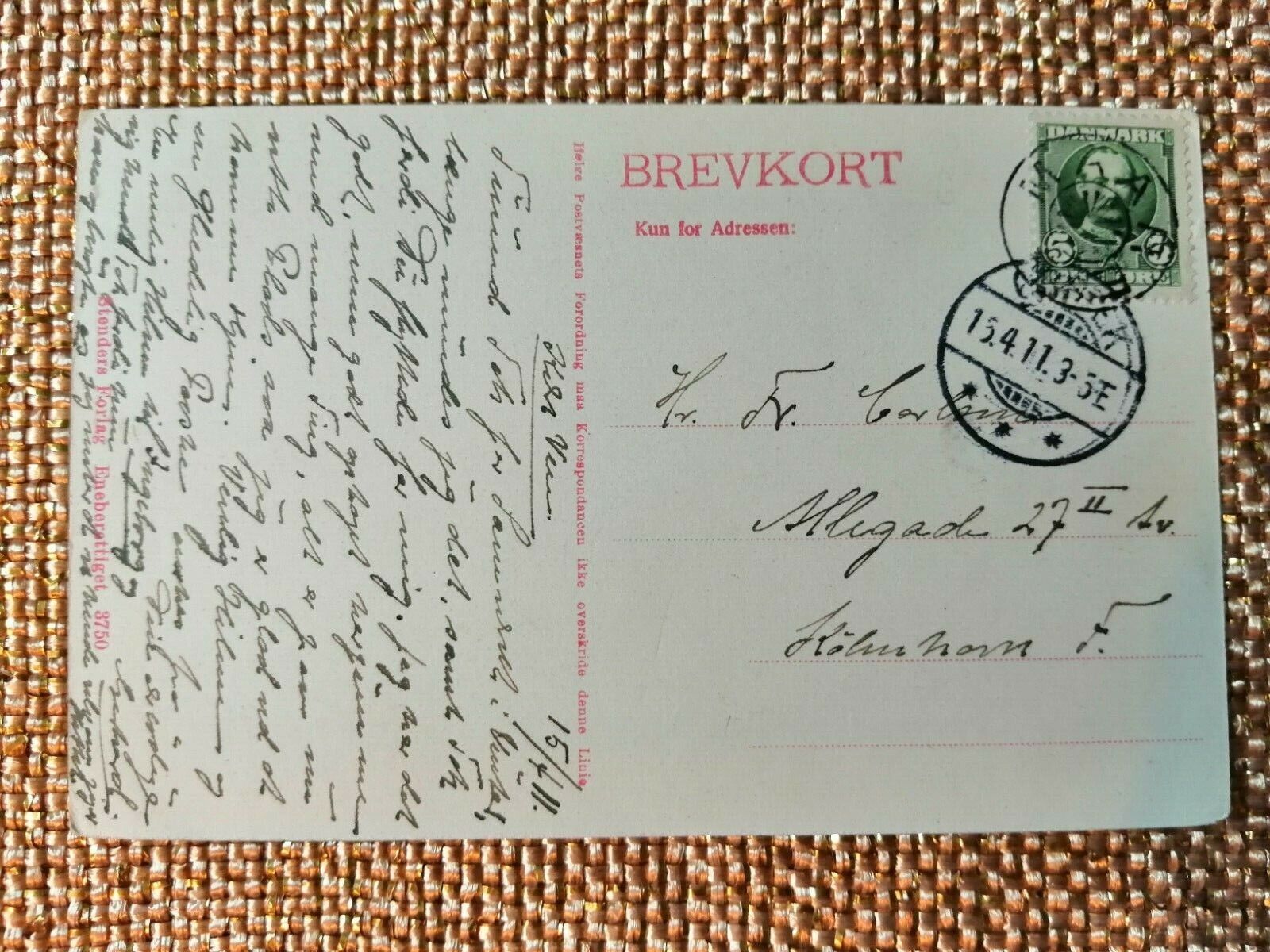 Vintage postcardDenmark CopenhagenØrsted's ParkThe Technical School1911