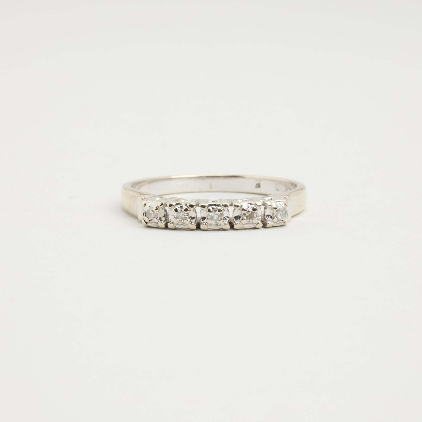 Ring with diamond (008 ct) in 14K White gold size 6 - 6½ | Solid Gold