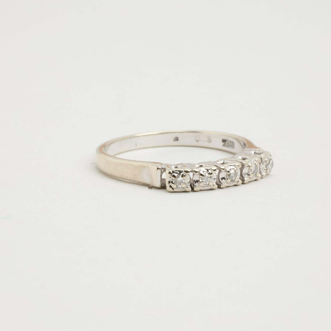 Ring with diamond (008 ct) in 14K White gold size 6 - 6½ | Solid Gold