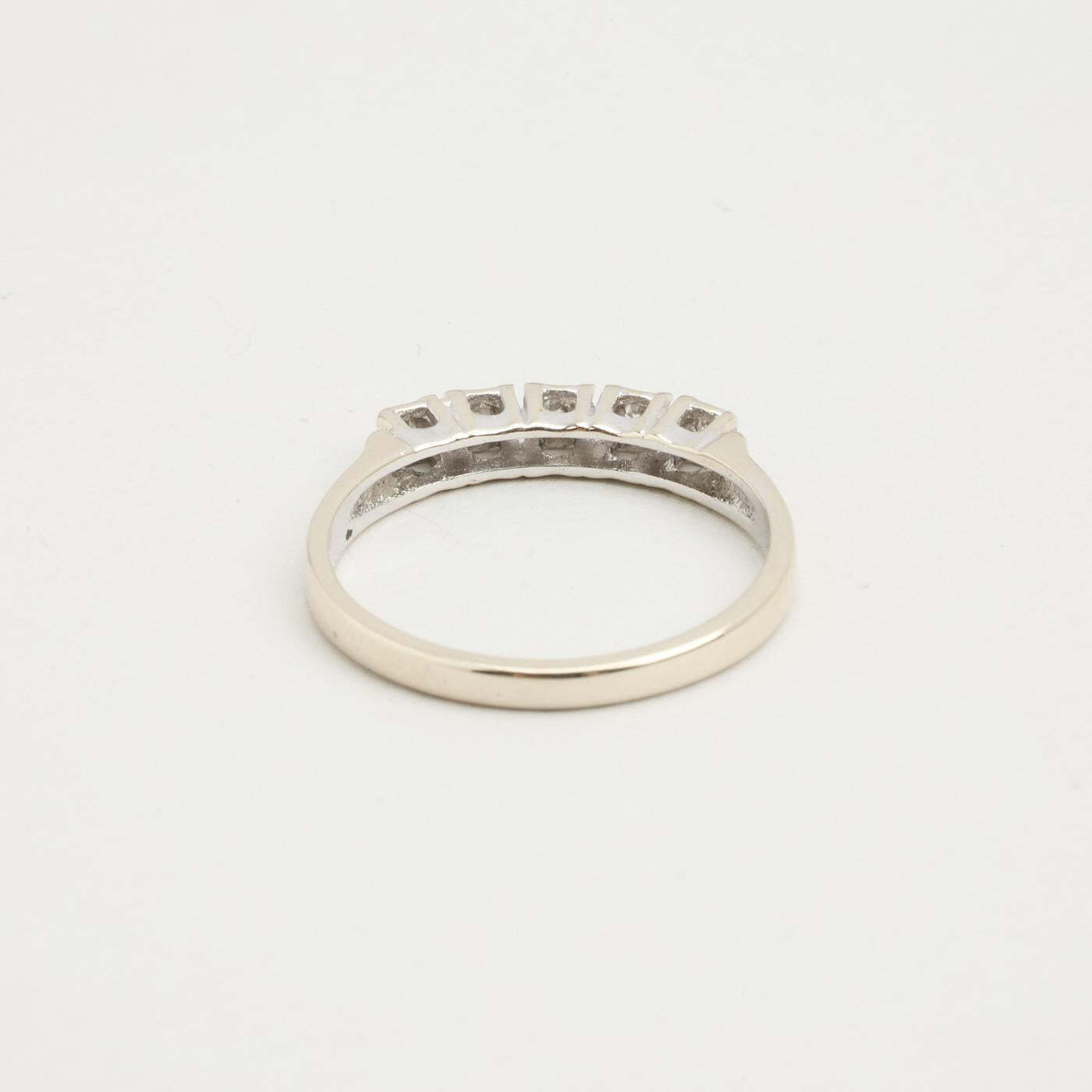 Ring with diamond (008 ct) in 14K White gold size 6 - 6½ | Solid Gold