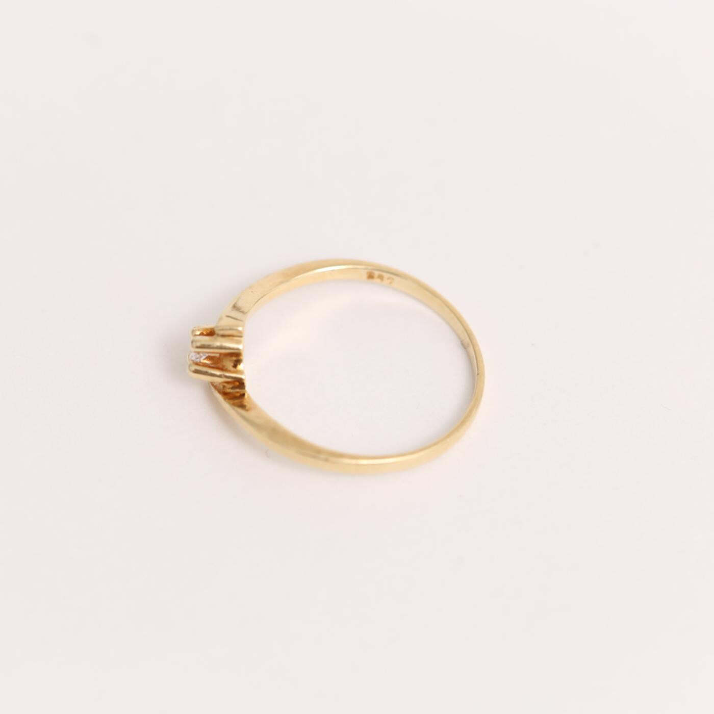 Ring with diamond (004 ct) in 14K Gold size 7¾ | Real Genuine Gold