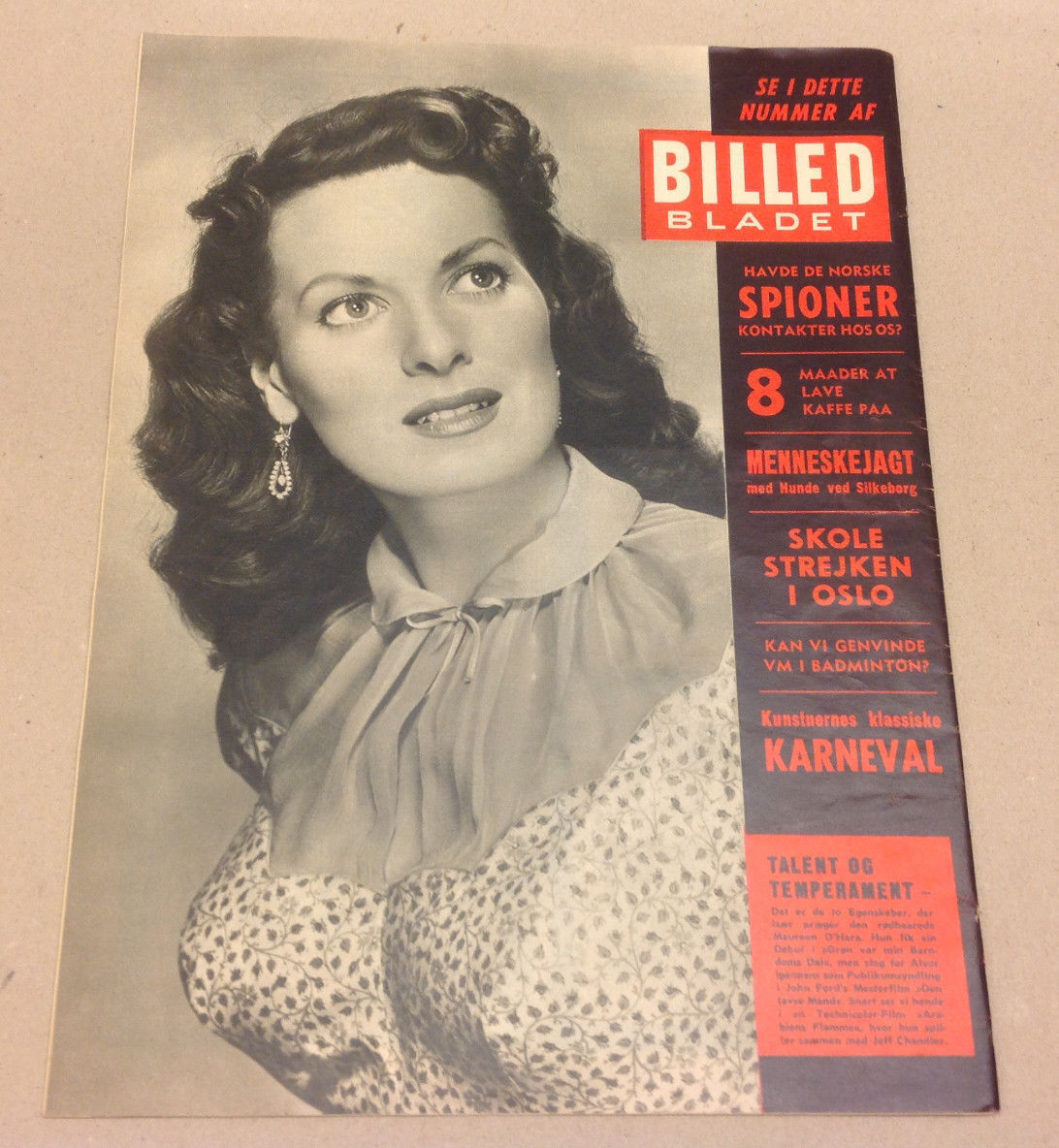 King Frederik Denmark Maureen O'Hara Back Cover Vtg Magazine Billed-Bladet 1956