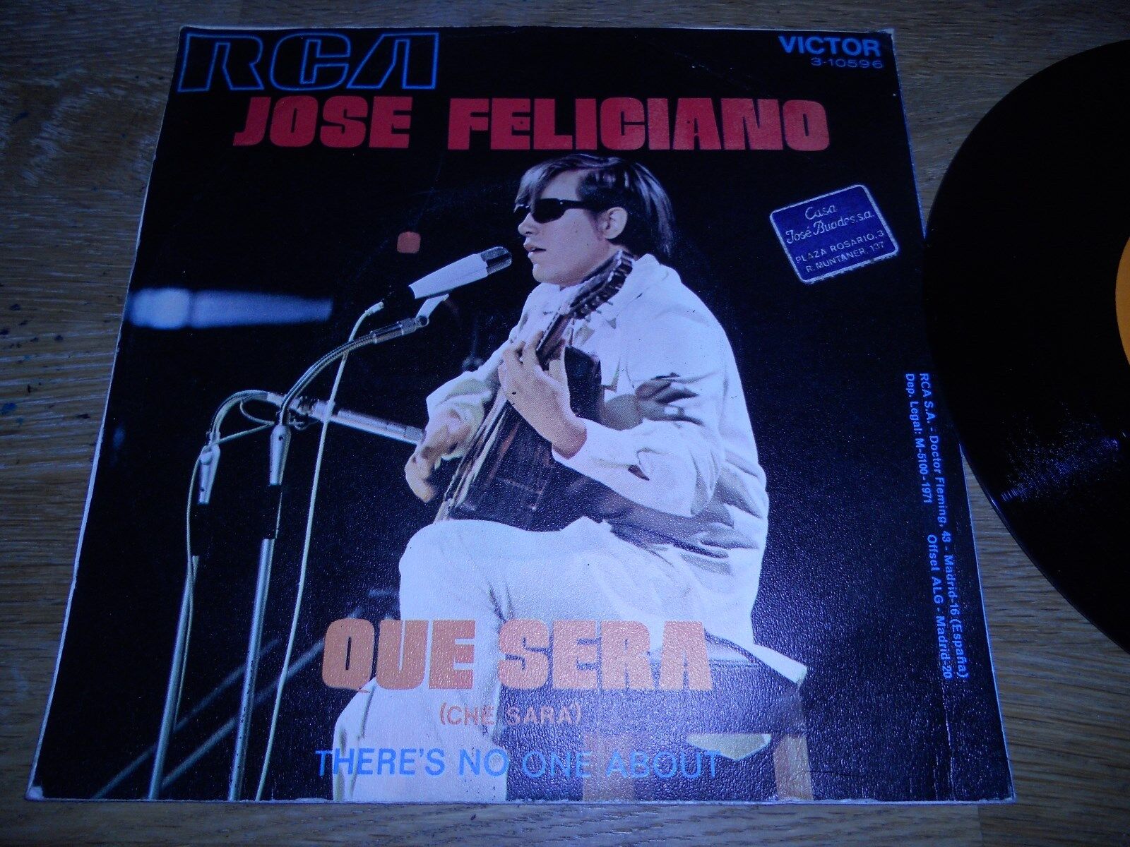 JOSE FELLICIANO "QUE SERA / THERE´S NO ONE ABOUT" 1971 7 INCH VINYL SINGLE SPAIN