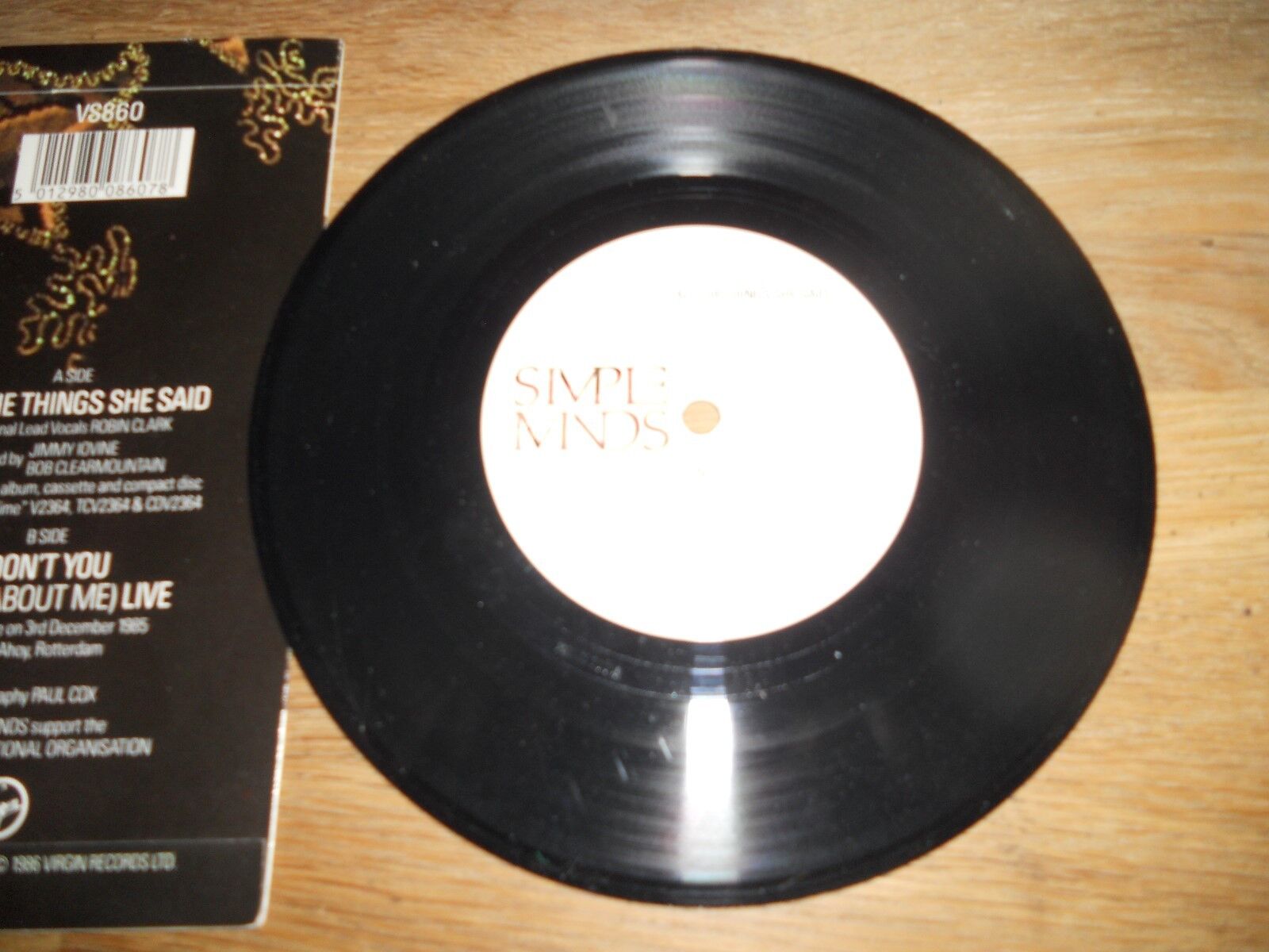 SIMPLE MINDS ALL THE THINGS SHE SAID/DONT YOU FORGET ABOUT ME LIVE UK VS860 RARE