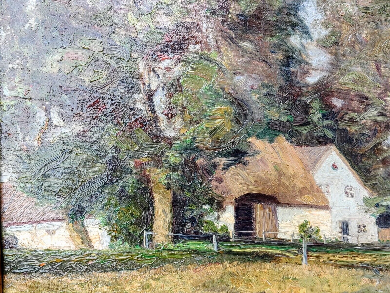 Otto Olsen (1905-1966) FARMHOUSE UNDER THE TREES original oil painting