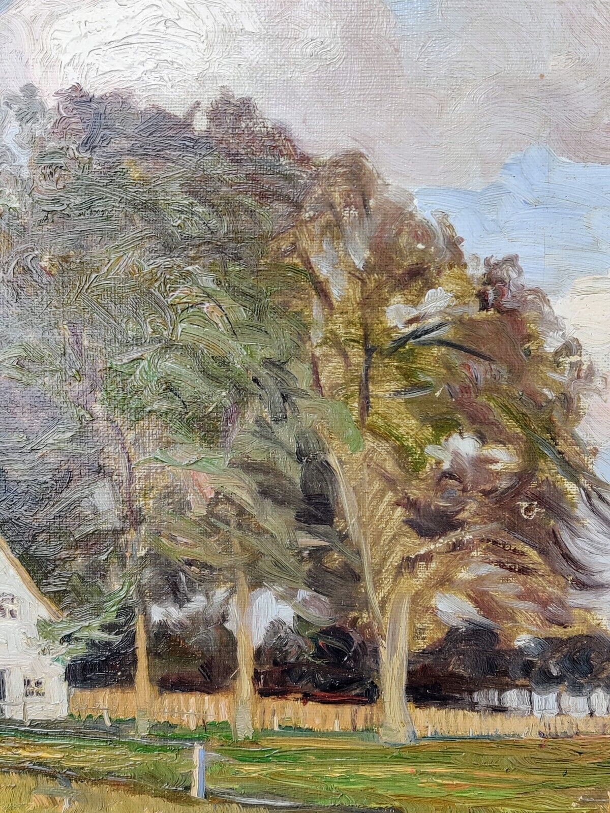 Otto Olsen (1905-1966) FARMHOUSE UNDER THE TREES original oil painting