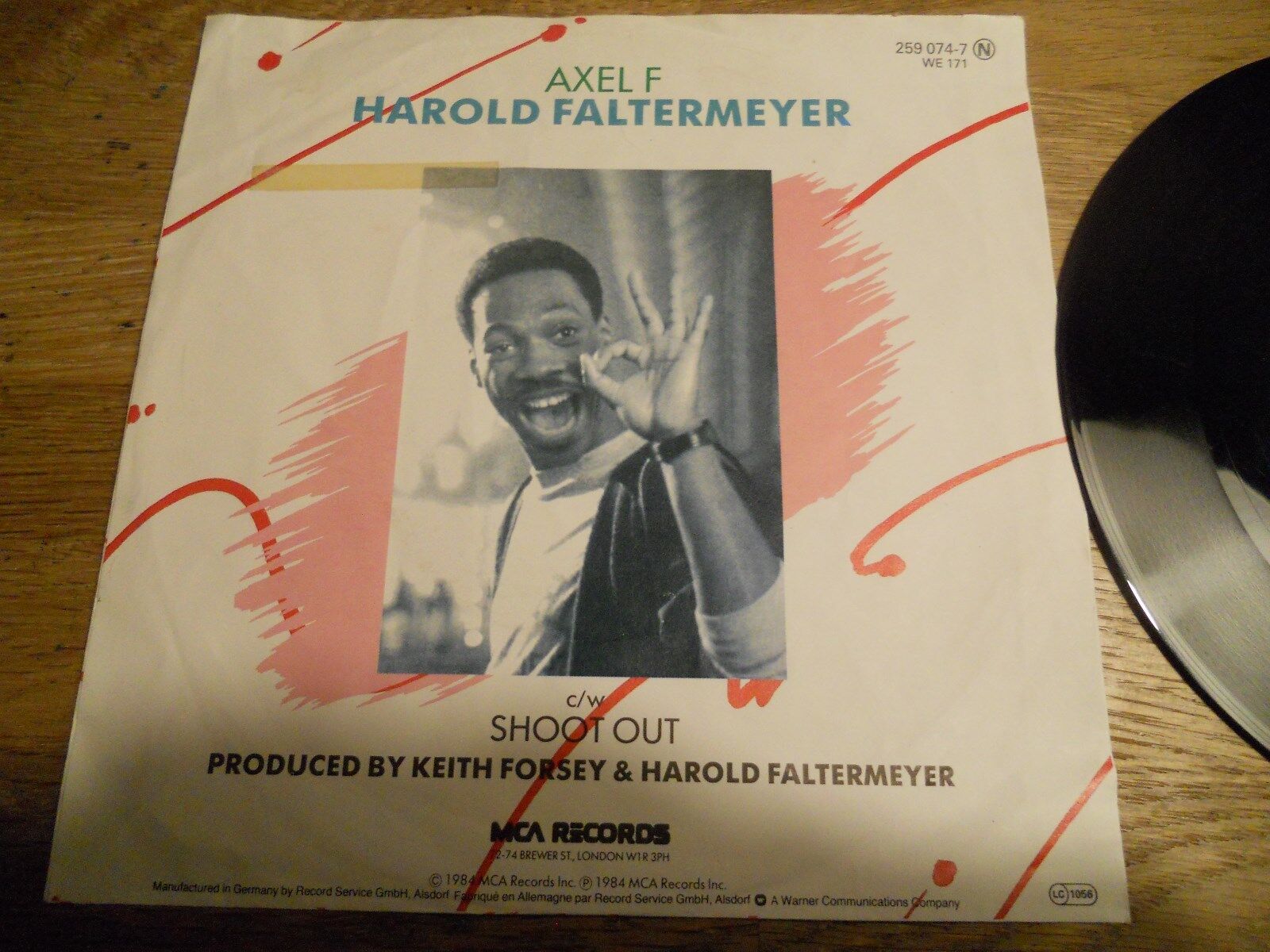 HAROLD FALTERMEYER "AXEL F" BEVERLY HILLS COP 1984 VINYL SINGLE MCA RECORDS OOP