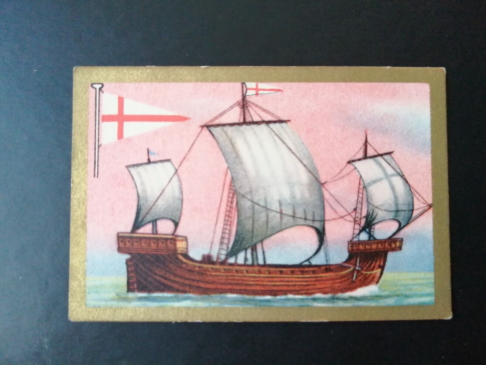 German SABA tobacco ship trading card 1931-33No 2 " English Kogge Jahr 1300