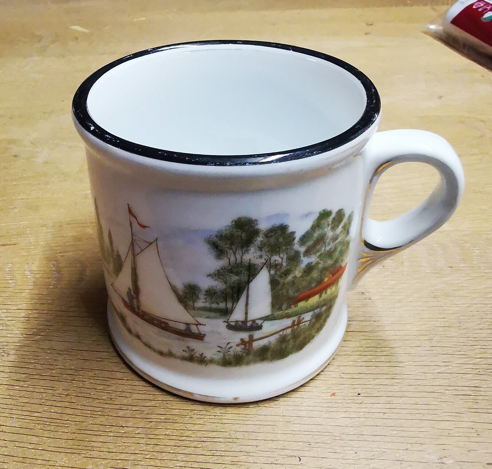 Vintage large size porcelain mug from Porsgrund Norway with norwegian motifs